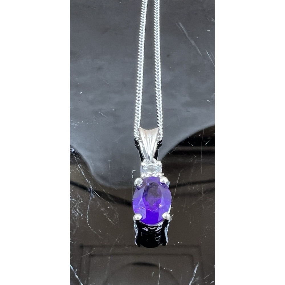 Amethyst Gemstone Pendant and Ring 925 Sterling Silver 18" Chain and Size 8 Ring - Picture 2 of 13